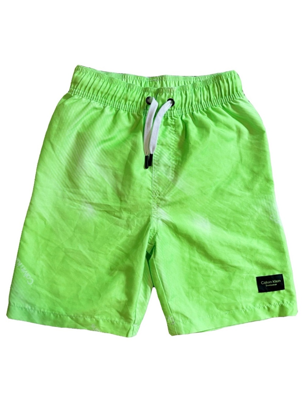 Calvin Klein Boys 10-12 Bright Neon Green  Swim Shorts Athletic Shorts